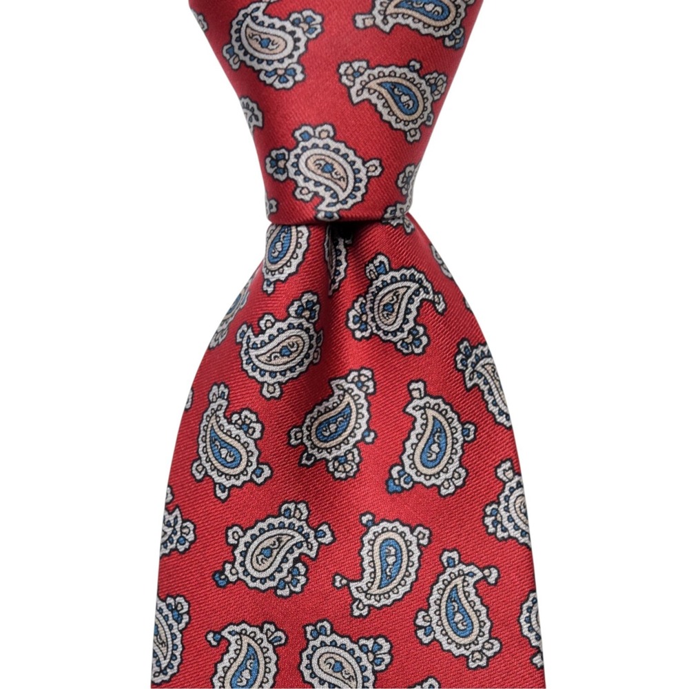 Vintage GANT Red Paisley Woven 100% Silk Preppy Necktie Made In USA 57" x 3.25" - Picture 3 of 9